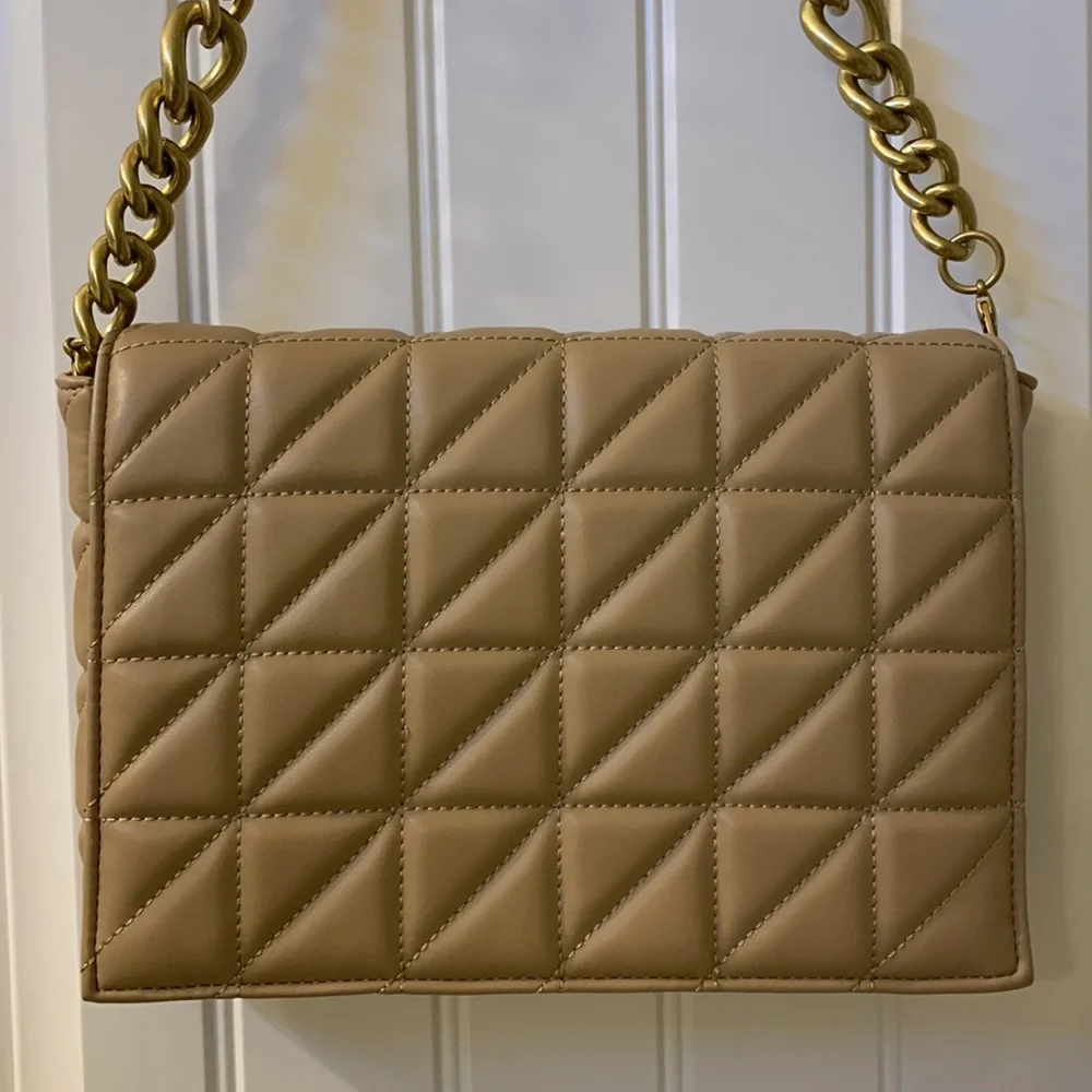 Zara Beige Quilt Leather Bag - Picture 3 of 10